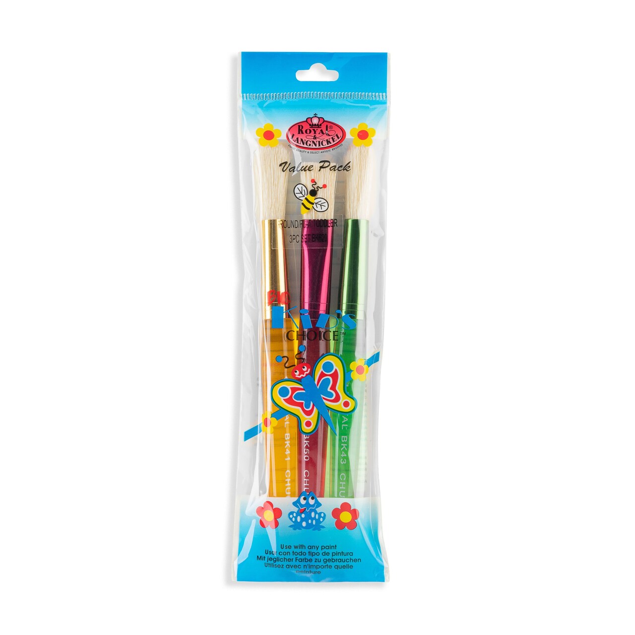 BK620 | Big Kid's Choice™ 3pc Toddler Chubby Round/Flat Brush Set